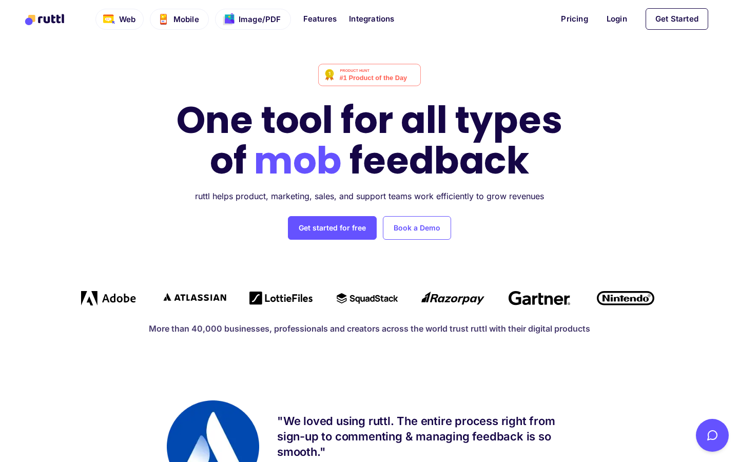 Ruttl homepage - live website editing and feedback tool