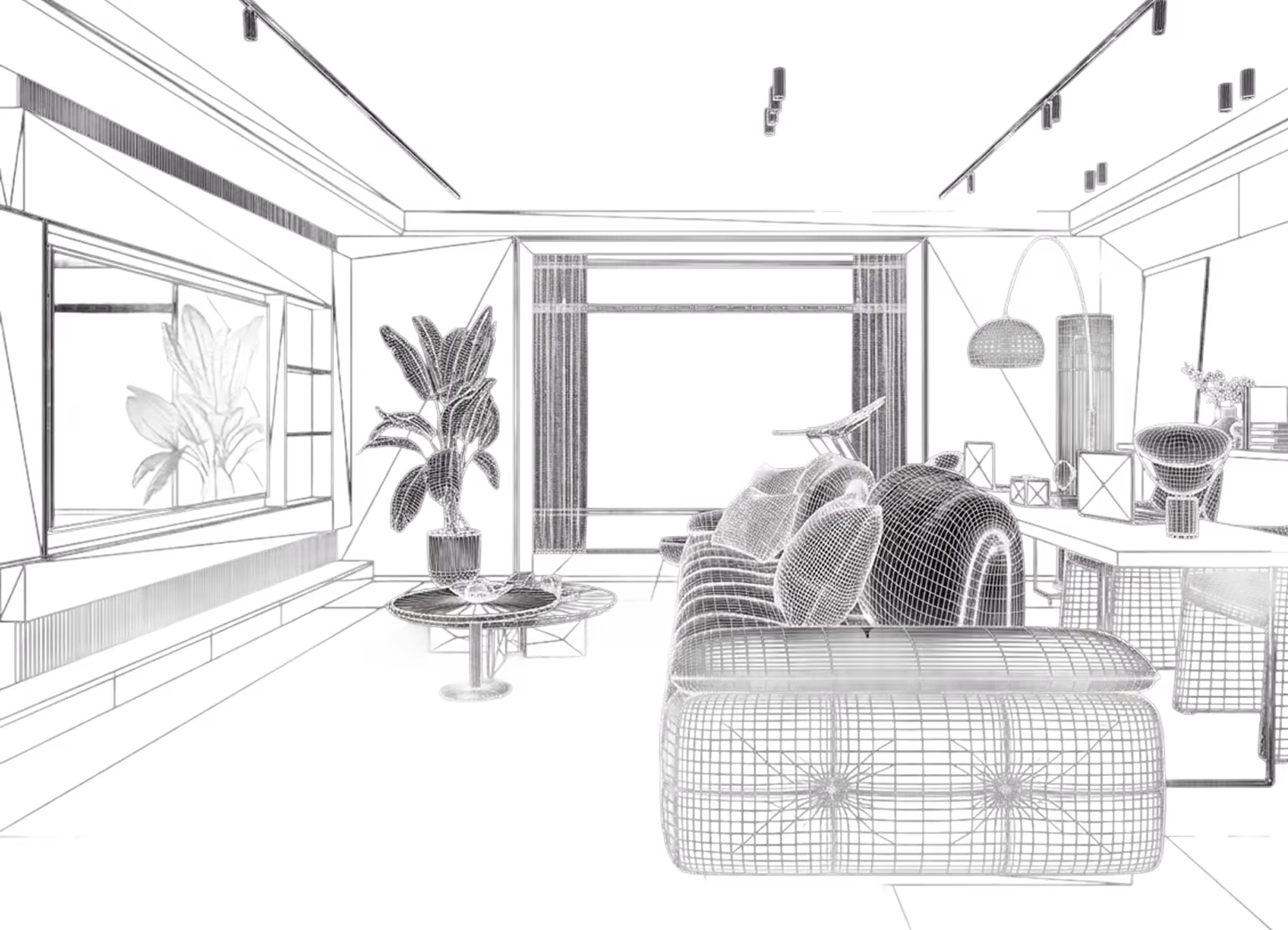 Image of a 3d model of a living room