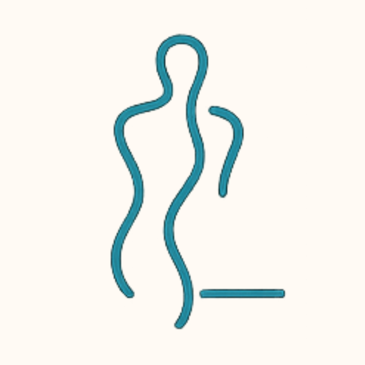 Linee stilizzate di due figure umane, una più grande davanti e una più piccola dietro.