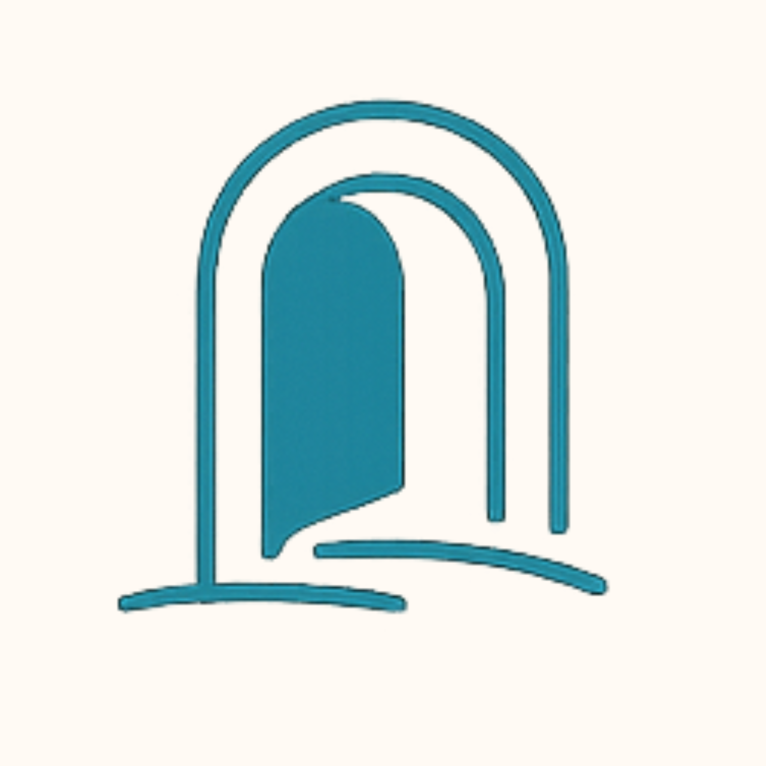 Icona stilizzata di una porta ad arco aperta vista frontalmente.