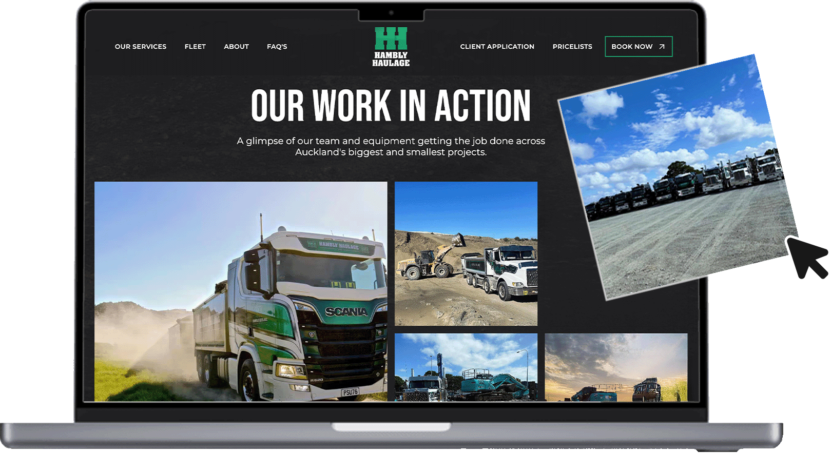 macbook pro showing webflow website being edited in drag and drop fashion