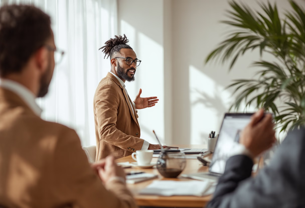 image of author speaking at an event