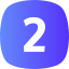 Blue rounded square icon with the white number 2 centered inside.