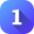 Blue circular button with the white number one centered.