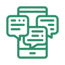 Smartphone with multiple chat message bubbles above its screen.