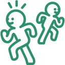 Icon of two stylized figures running with motion lines behind them.