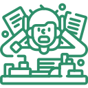 Illustration of a frustrated person pulling their hair surrounded by scattered papers and clutter.