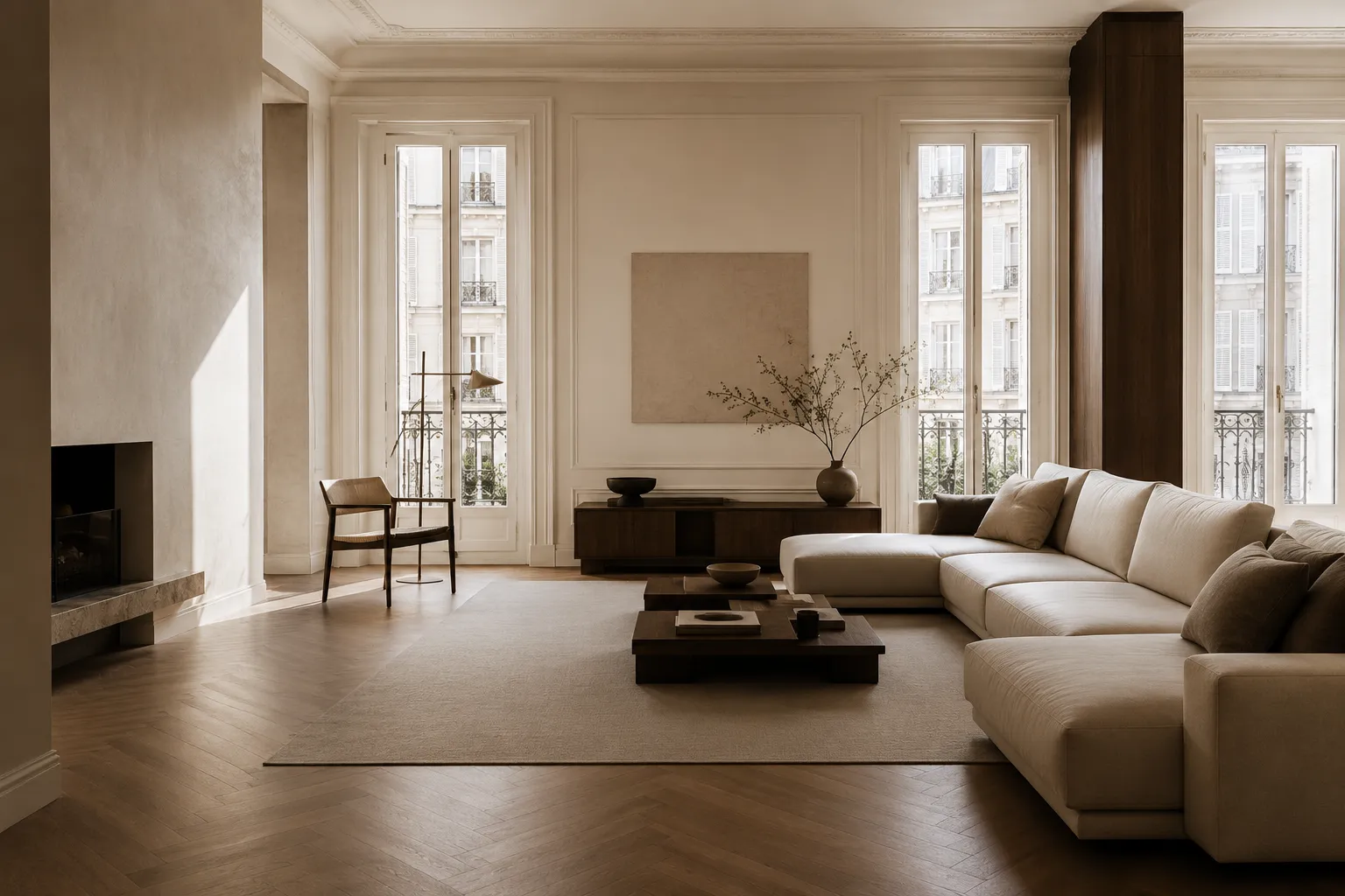 Intérieur épuré d'un logement Atelier Hôte