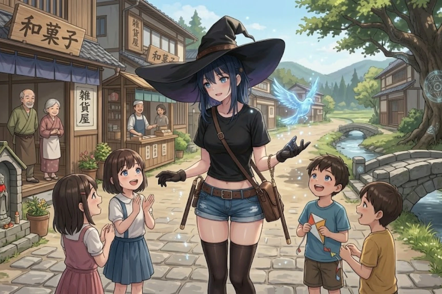 Kuroha Yoru travels from town to town, bringing wonder to children while quietly protecting villages from unseen magical dangers.