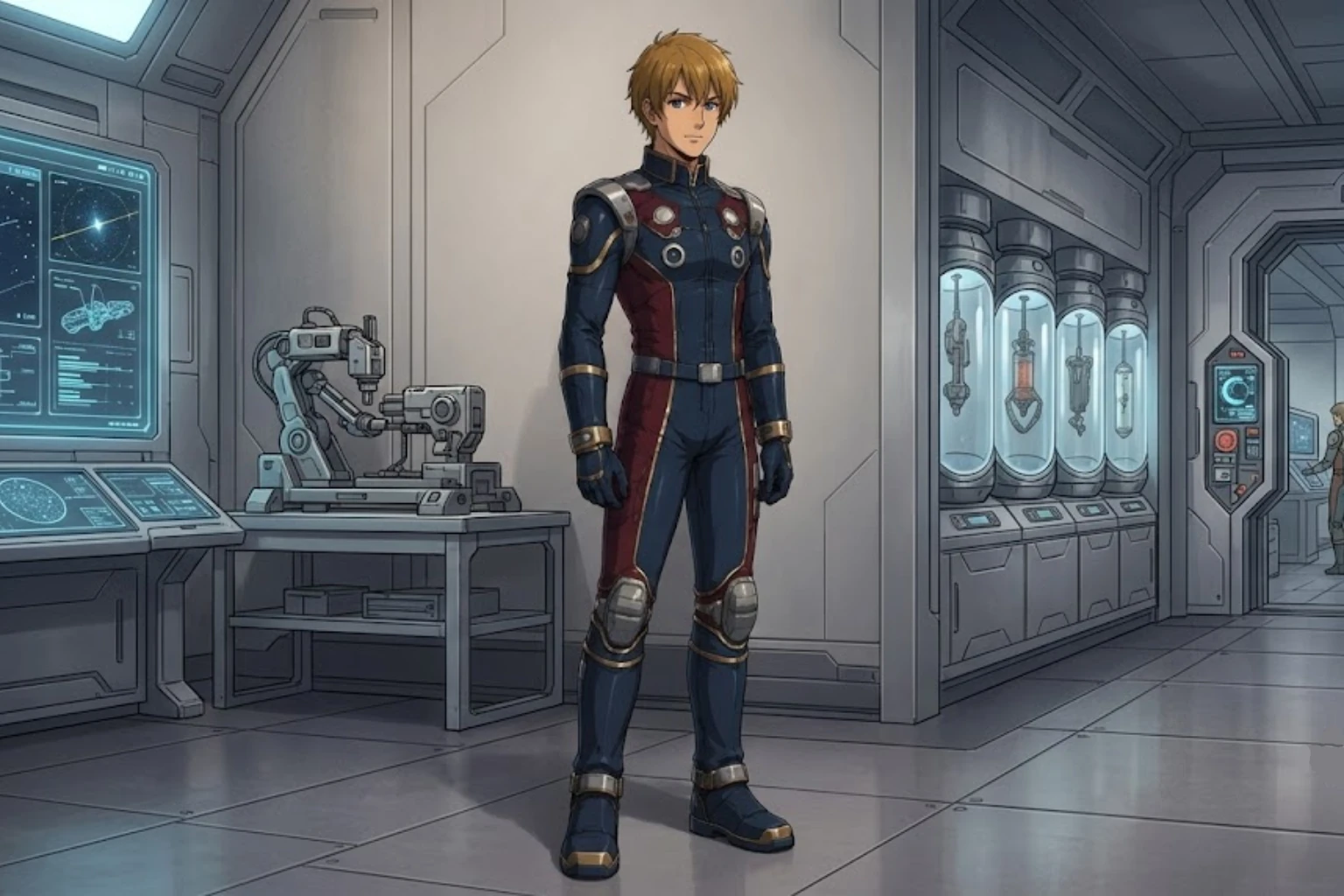 Haru Minase is the assigned captain cadet in Adrift Beyond the Stars, learning that command means earning trust, not simply holding rank.
