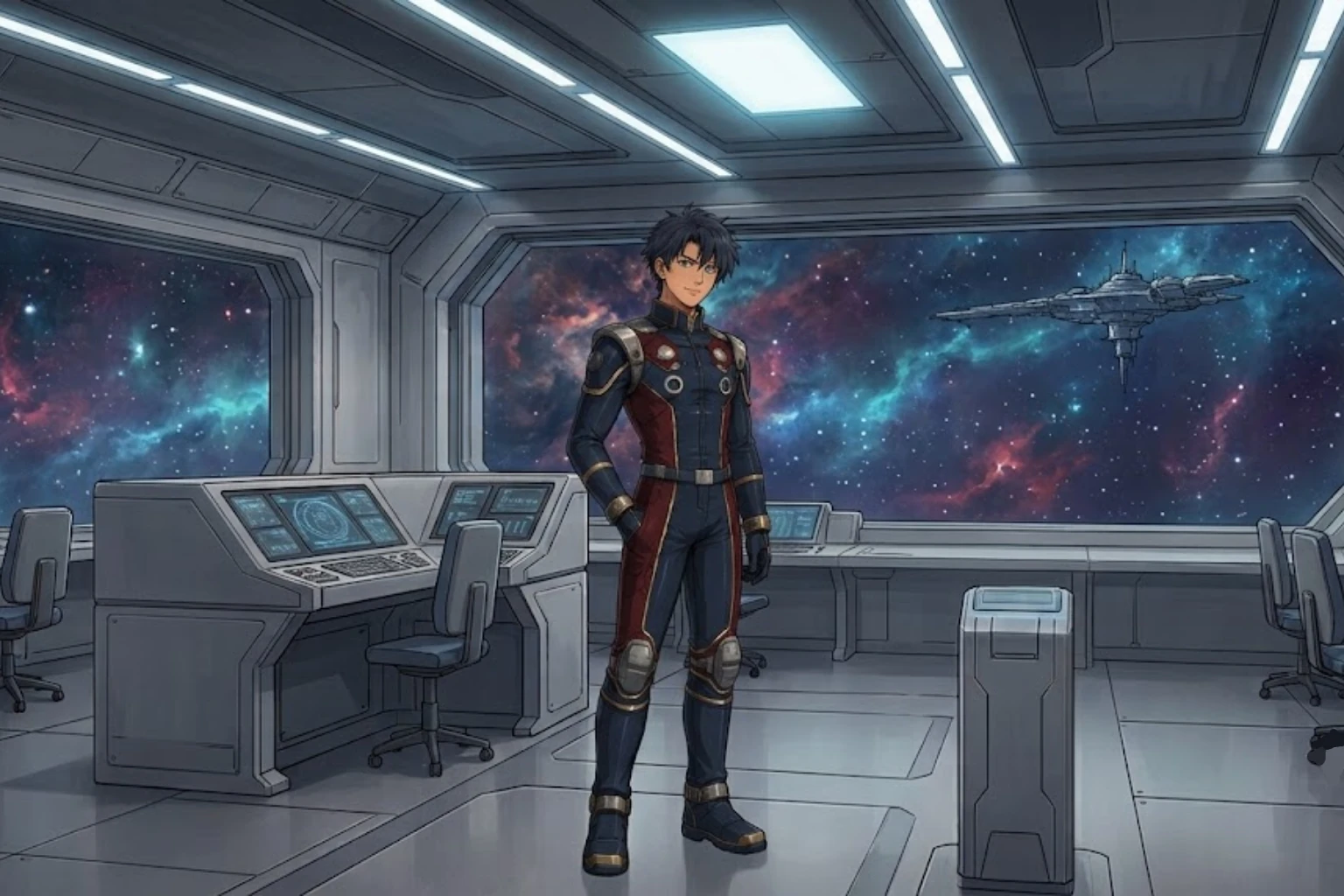 Riku Aozora is the pilot cadet in Adrift Beyond the Stars, an anime sci-fi story where instinct, speed, and survival matter beyond the academy.