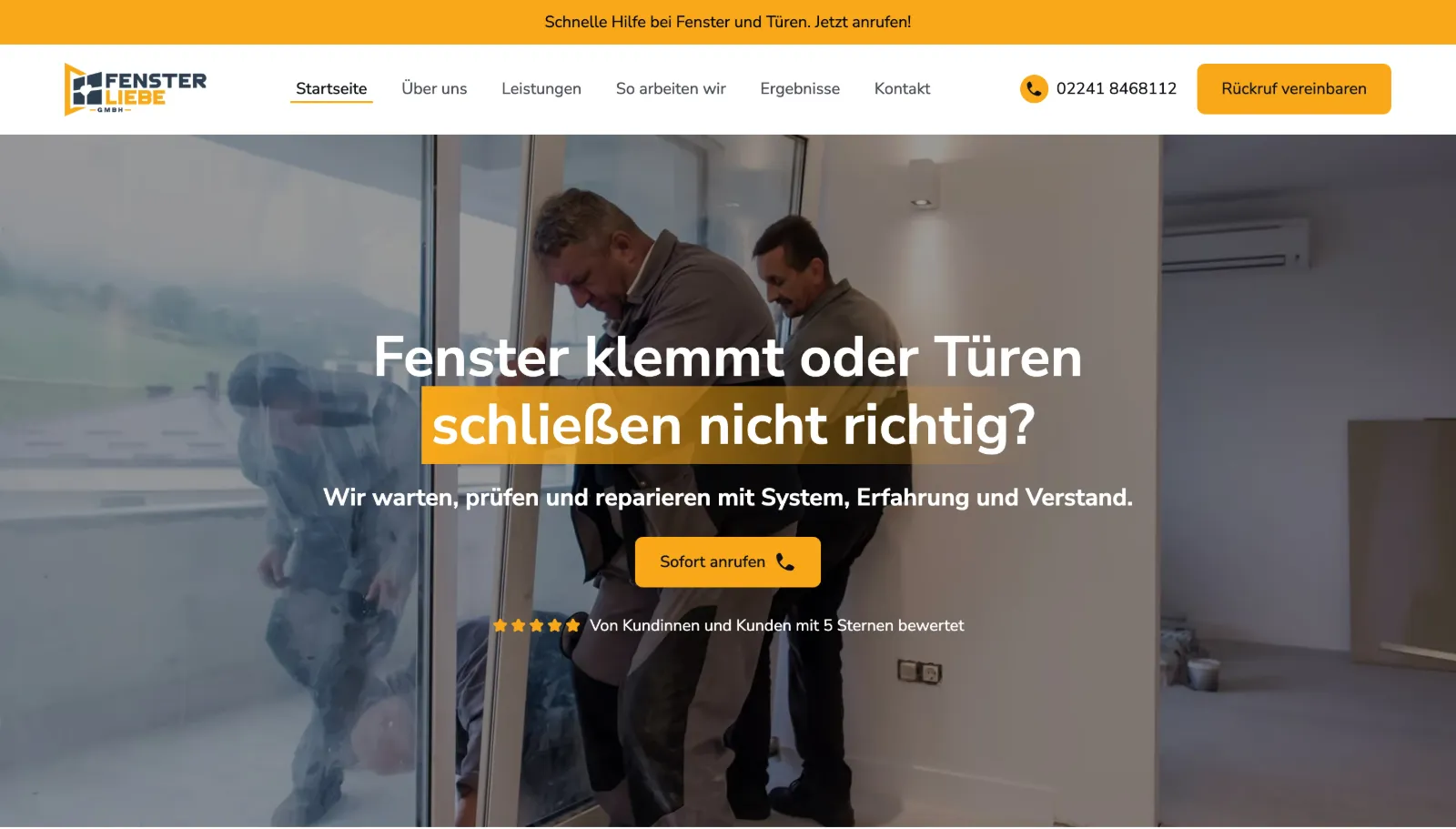 Die Webseite von FensterLiebe.