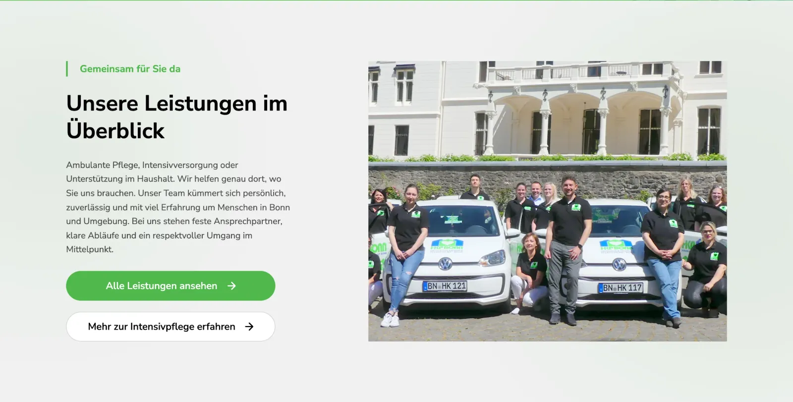 Leistungsübersicht und Einblicke in das Team von HKP Bonn.