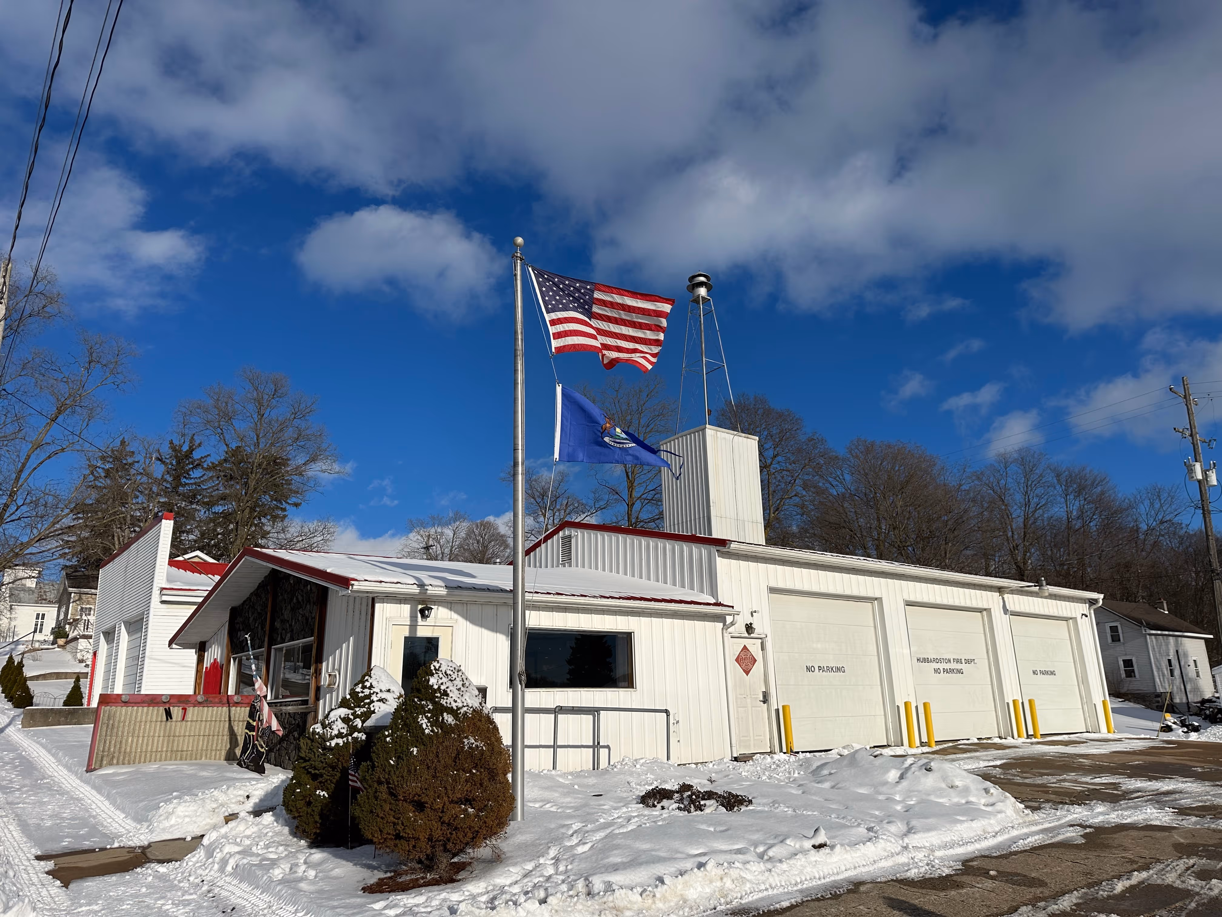 Village of Hubbardston Fire Barn in the winter