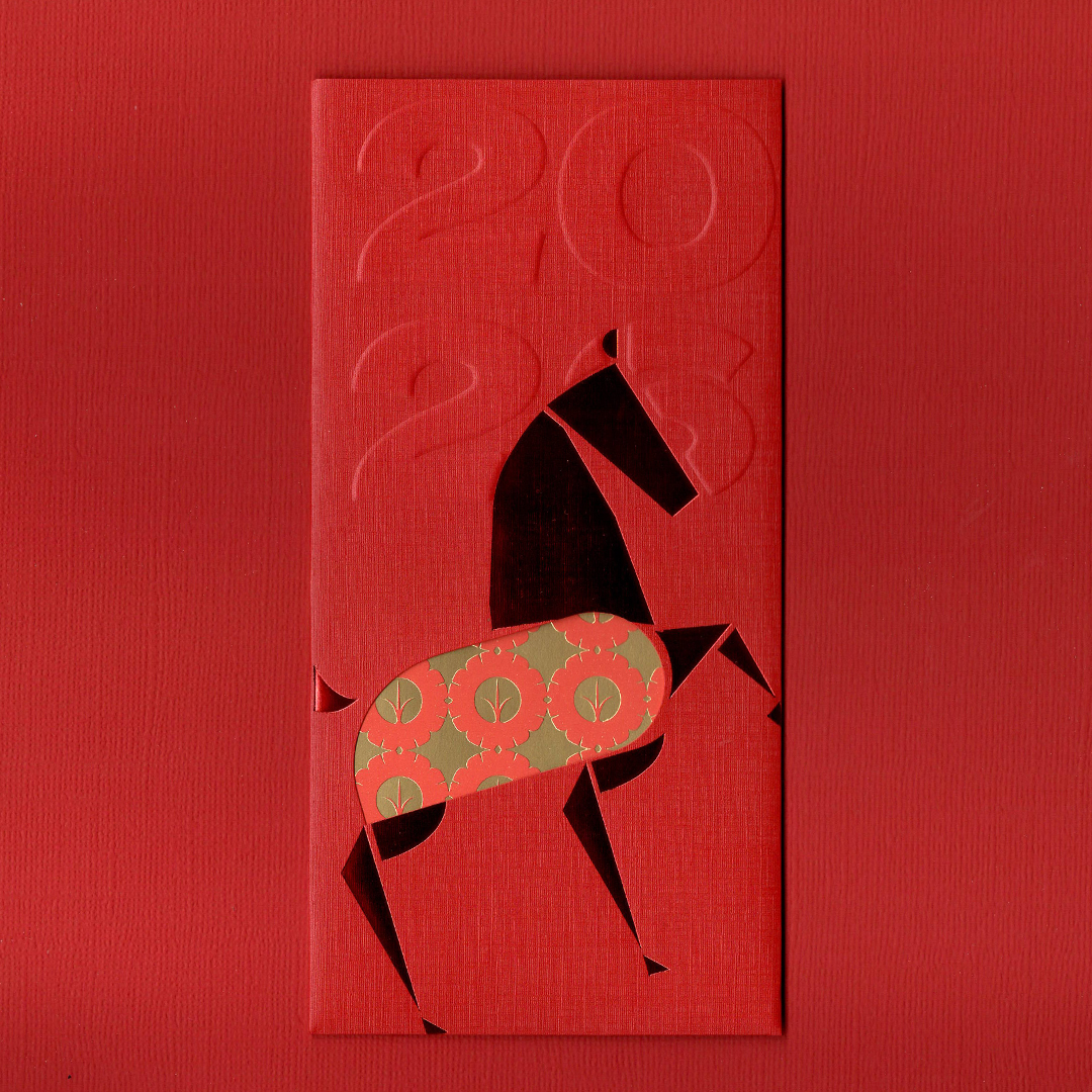 Geometric Horse II with Flower Motifs | Red Envelope Set (紅包) — 10 PCS