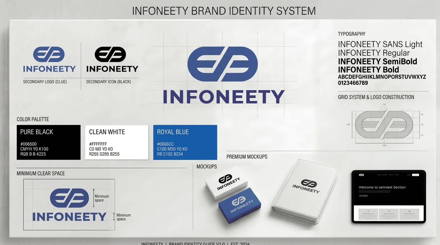 Logo and brand identity created for Infoneety, an IT consulting firm