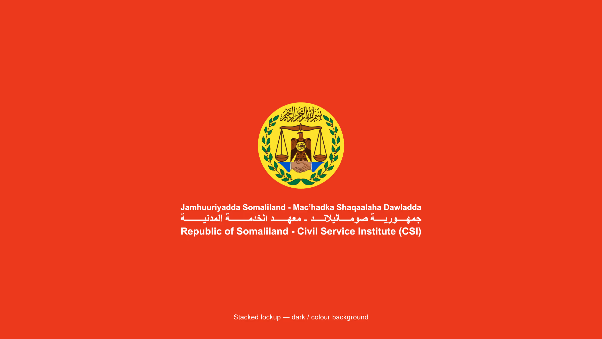 Civil Service Institute stacked lockup reversed on a Government Red background