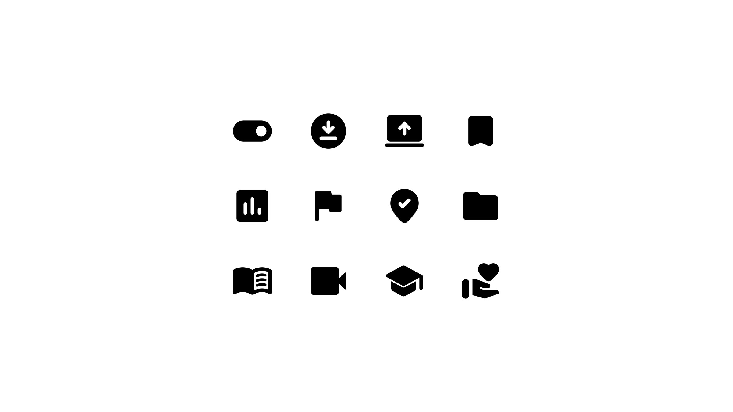 The same twelve Somaliland Government icons in the filled style, used where stronger emphasis is required