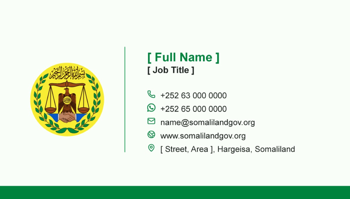 Official business card template - Ministry of the Presidency sample