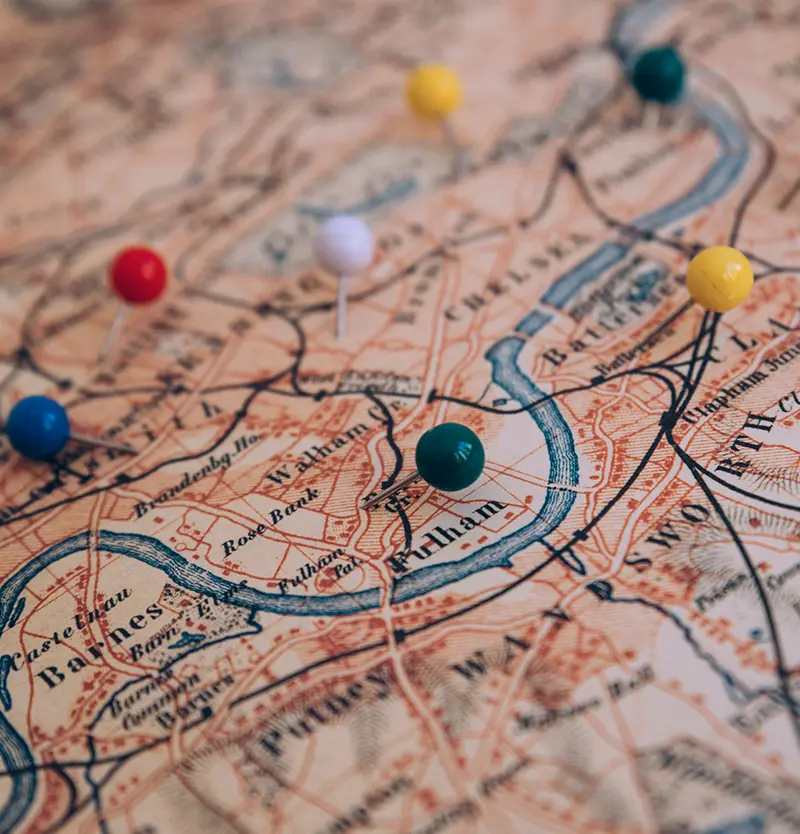 map with location markers