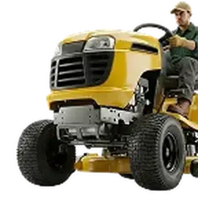 Landscaping professional riding a yellow lawn mower in Tampa, FL