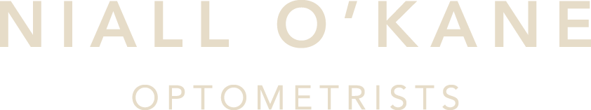 Niall O'Kane Optometrists logo in light beige minimalist typography