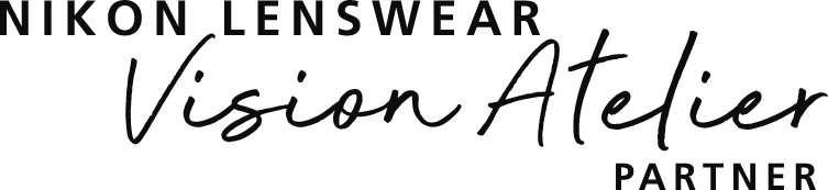 Nikon Lenswear Vision Atelier Partner logo in black and white