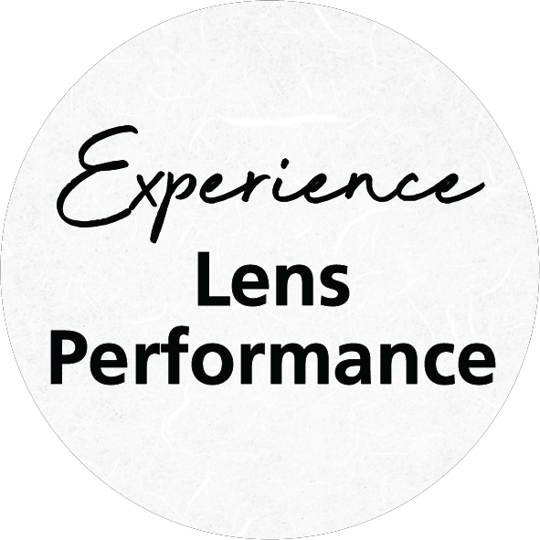 Experience Lens Performance text in black and white circle