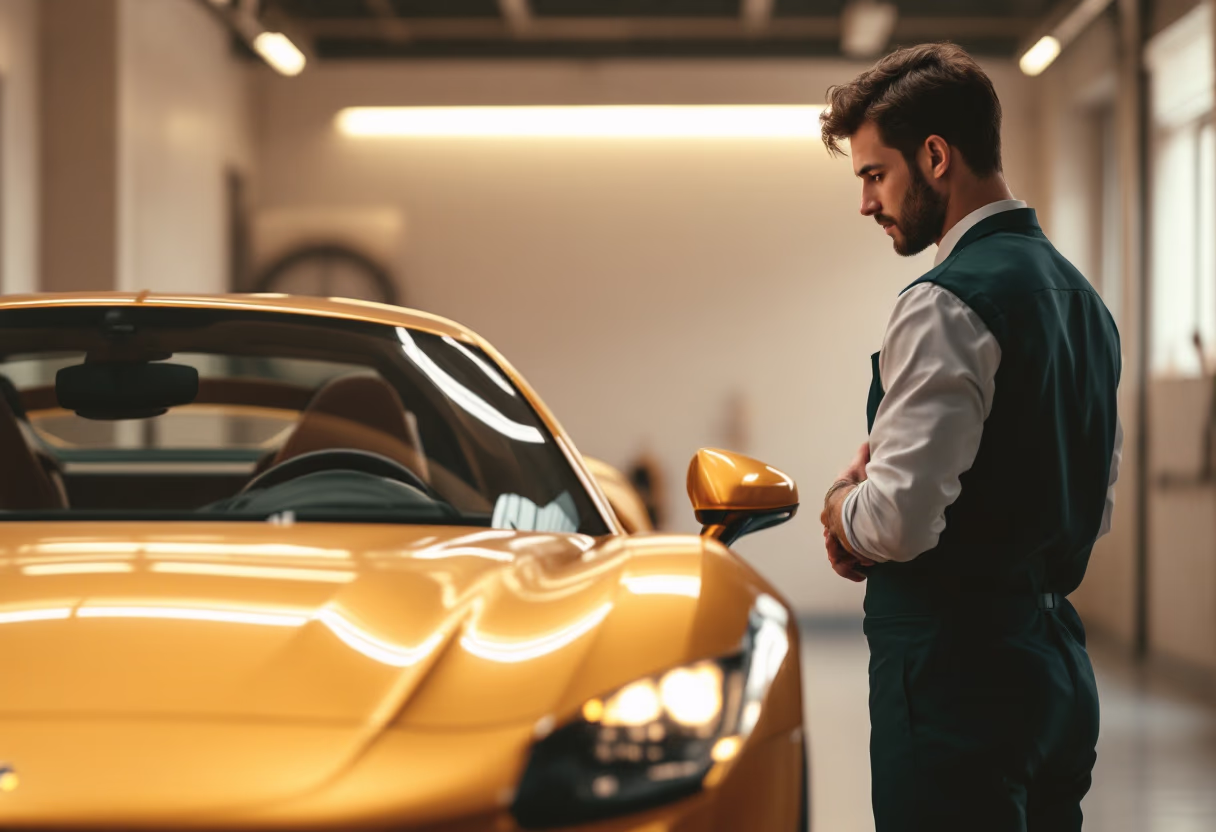 Man inspecting a vehicle