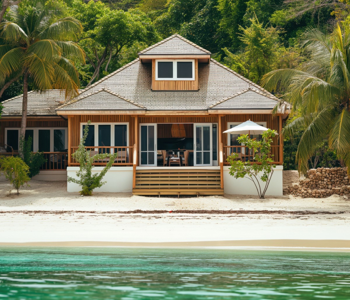 Beachfront House with Tropical Foliage
