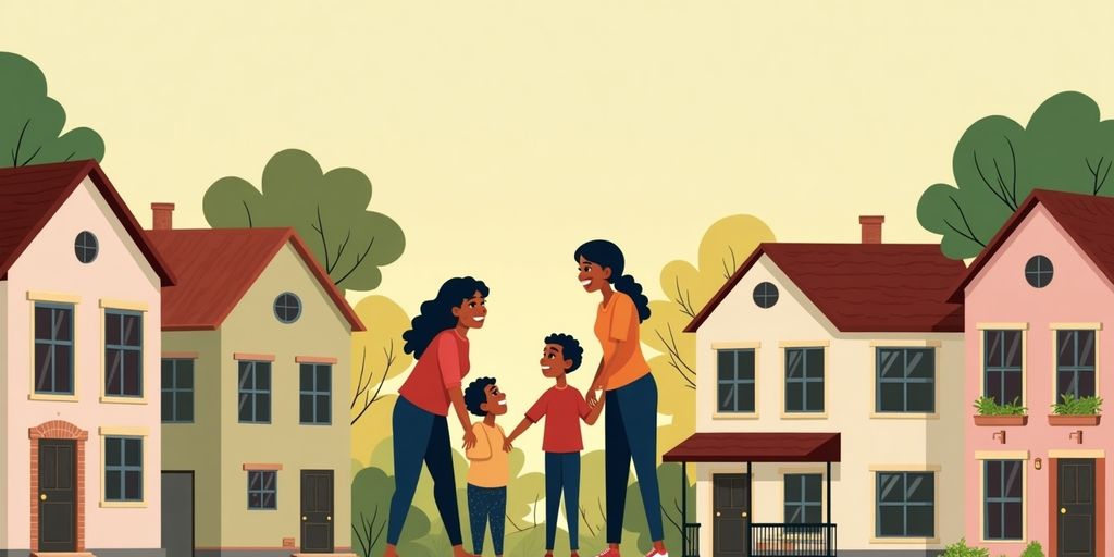 Diverse families enjoying their homes in Section 8 housing.