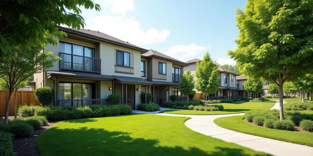 Modern Section 8 homes in a green neighborhood setting.