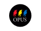 OPUS logo with three stylized brush strokes in blue, red, and yellow above the text.