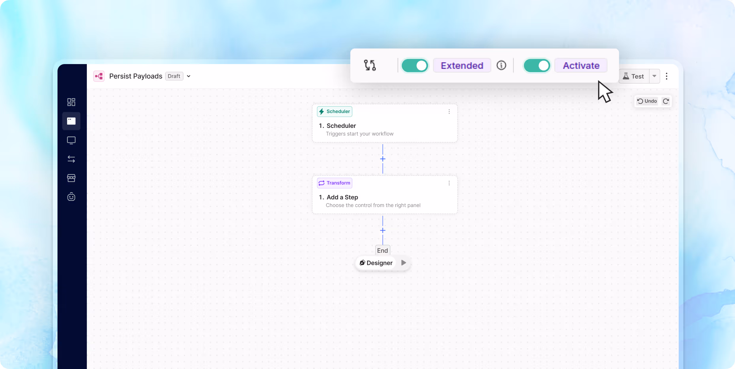 OmnifiCX Smart Elastic Processing interface showing workflow automation for large data processing