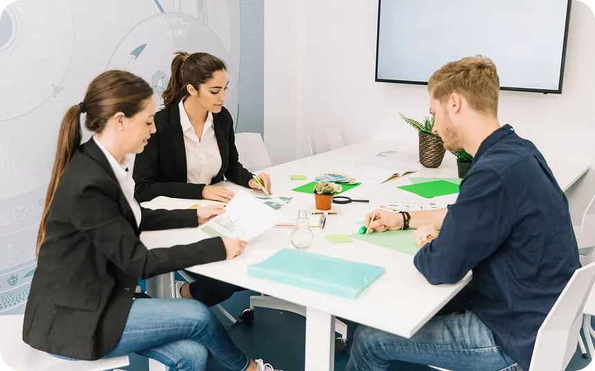 Clapperboard with open film slate and four acoustic guitar silhouettes underneath on beige background.