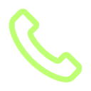 Green phone handset icon tilted to the right.