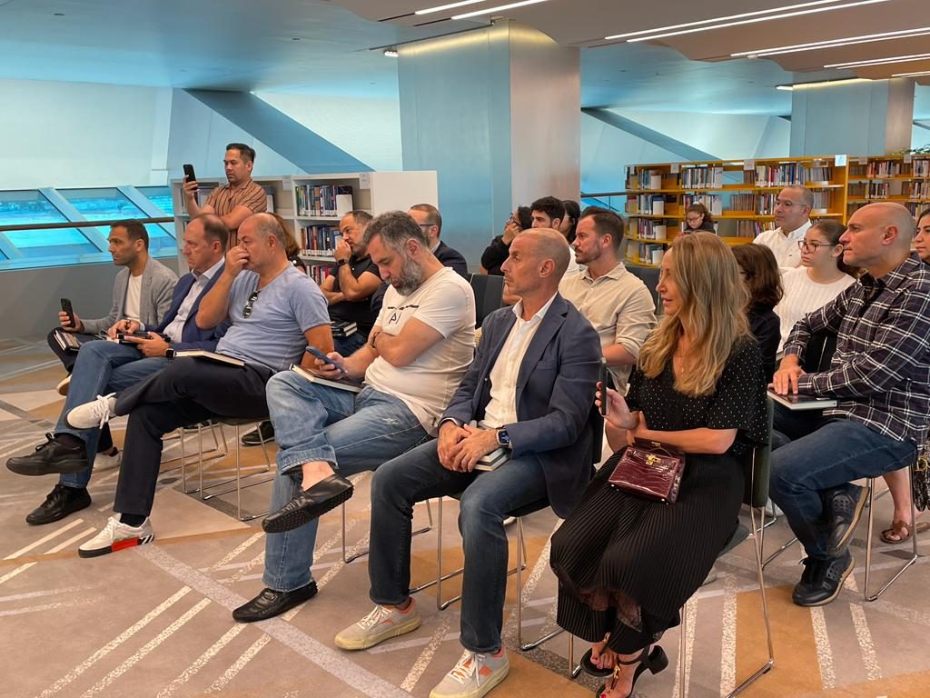 Dr. Elie Daher addressing an audience at the Mohammed bin Rashid Library