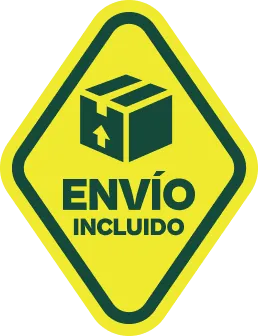 Escudo amarillo con borde rosa que contiene una llama rosa y blanca en el centro.