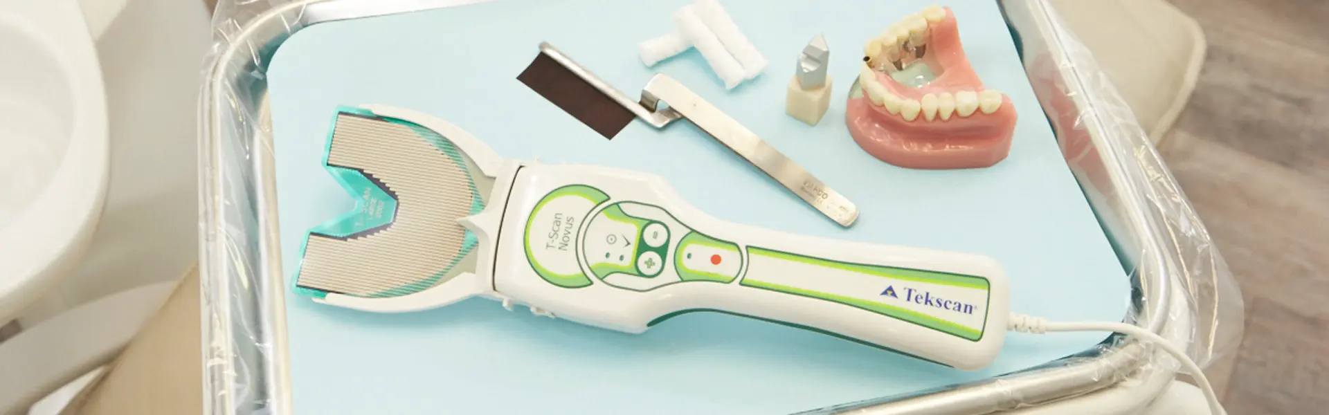 overhead shot of t scan system on a dental tray