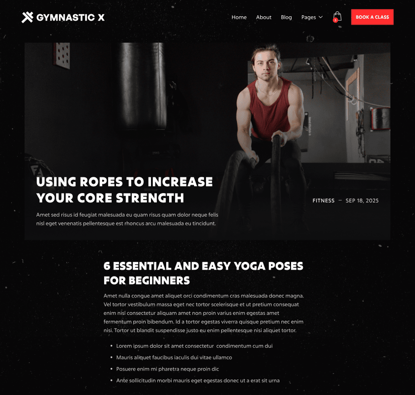 Gymnastic X - Blog Posts Page - Gym Webflow Template