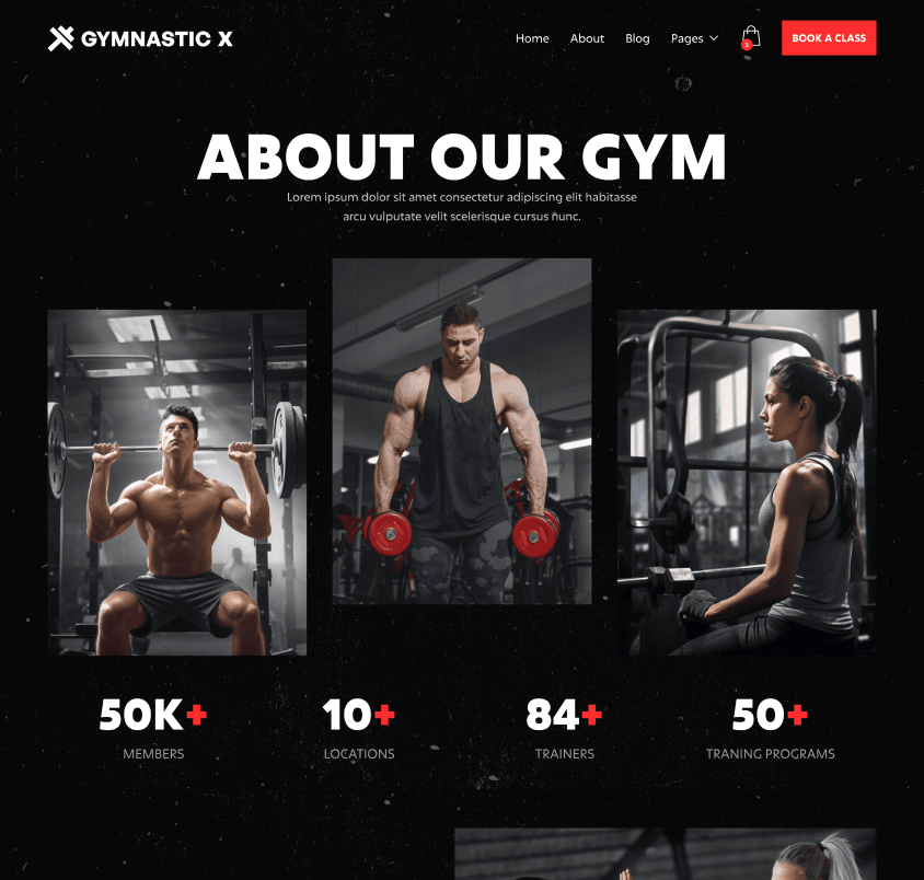 Gymnastic X - About Page - Gym Webflow Template