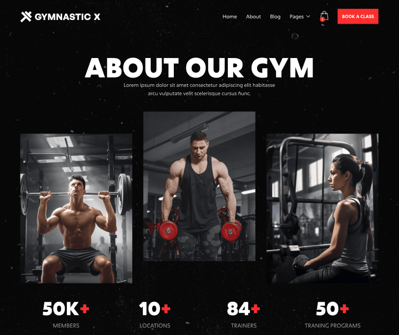 Gymnastic X - About Main Page - Gym Webflow Template