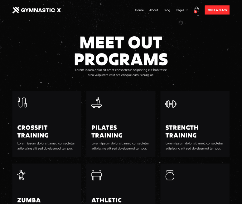 Gymnastic X - Classes Main Page - Gym Webflow Template