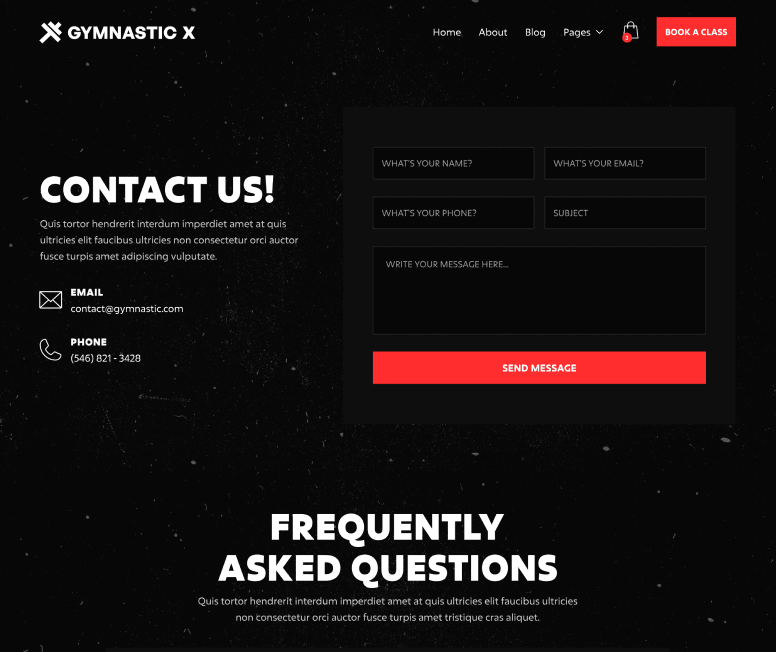 Gymnastic X - Contact V2 Main Page - Gym Webflow Template