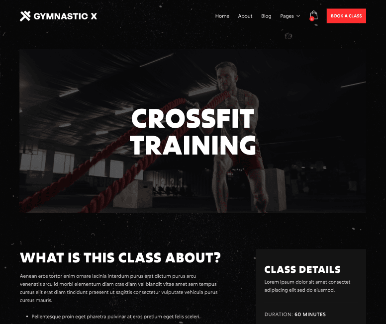 Gymnastic X - Single Class Main Page - Gym Webflow Template