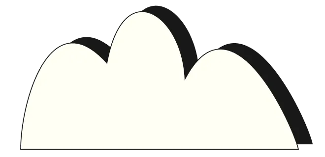 Stylized white cloud icon with three rounded bumps and dark shadows.