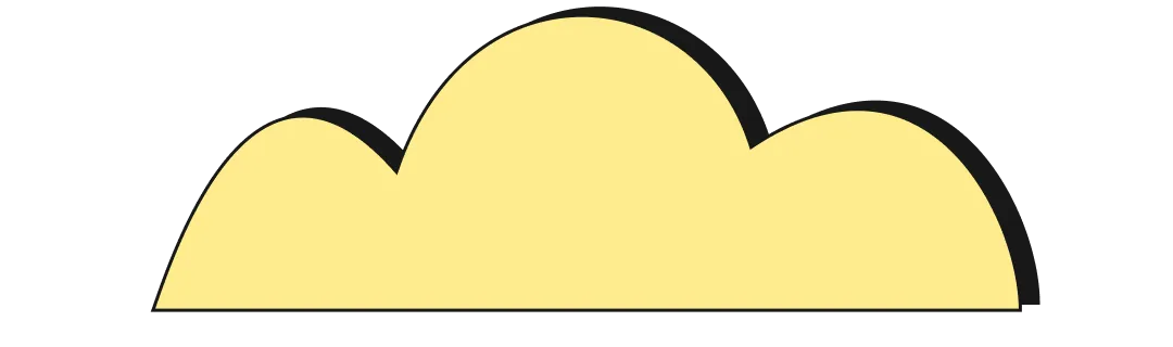 Simple yellow cloud icon with three rounded bumps and a faint dark shadow on the right side.