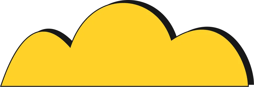 Simple yellow cloud icon with three rounded humps and a black outline.