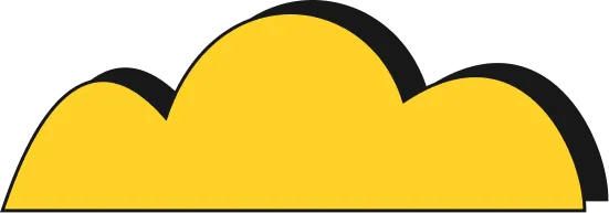 Simple yellow cloud icon with three rounded humps and a black outline.