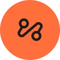 Bright orange circular graphic with two black interlocking rings centered inside, creating a bold, minimalist, modern logo-like design.
